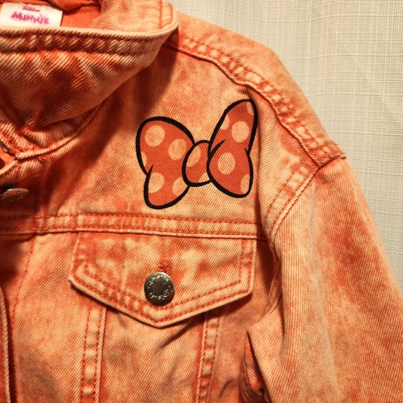 Disney Junior Minnie Mouse Pink Acid Wash Denim Jacket Girls Size 6 - Picture 2 of 4
